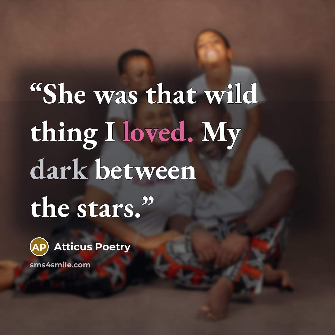 “She was that wild thing I loved. My dark between the stars.” quote by Atticus Poetry