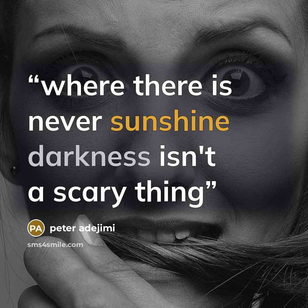 “where there is never sunshine darkness isn't a scary thing” quote by peter adejimi