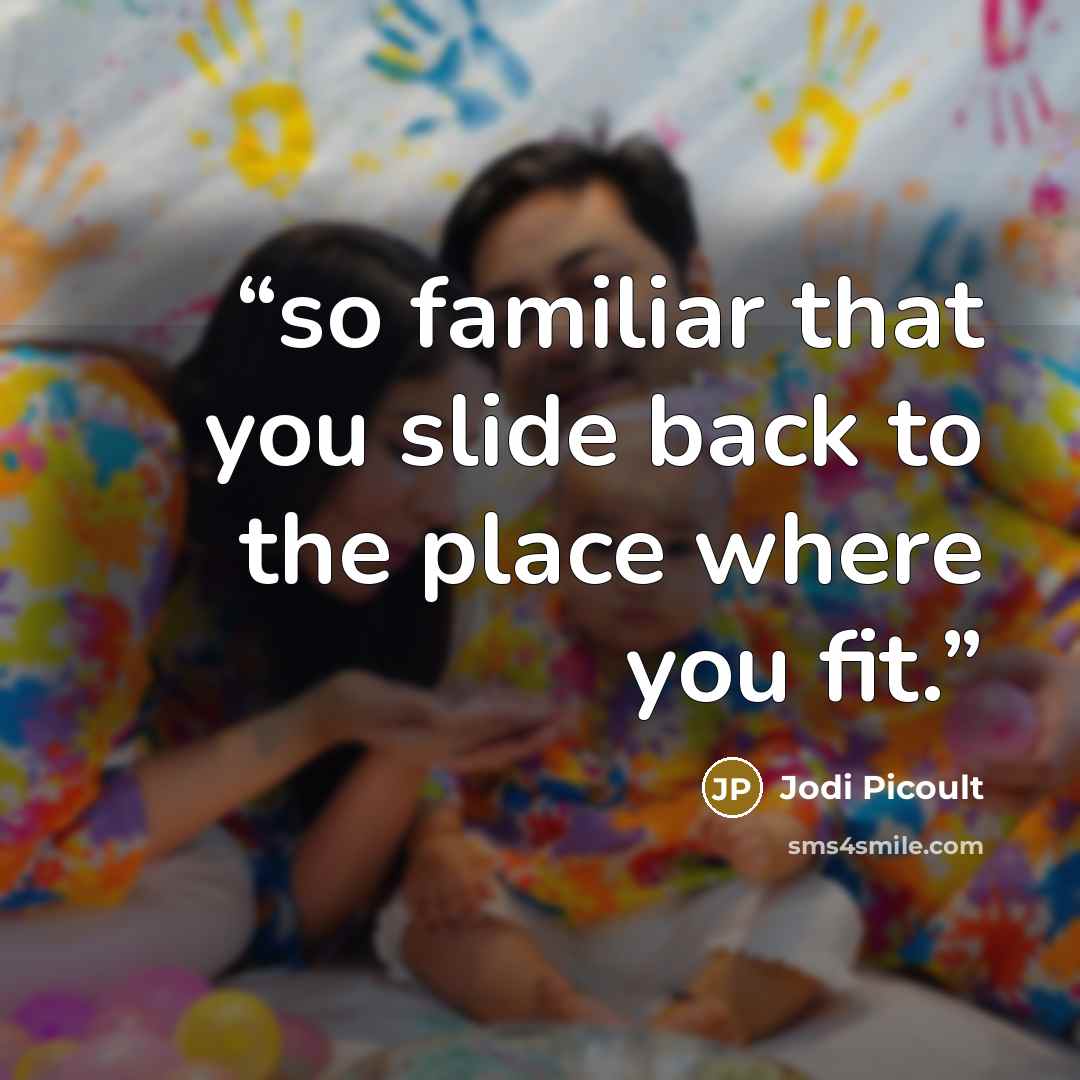 “so familiar that you slide back to the place where you fit.” quote by Jodi Picoult