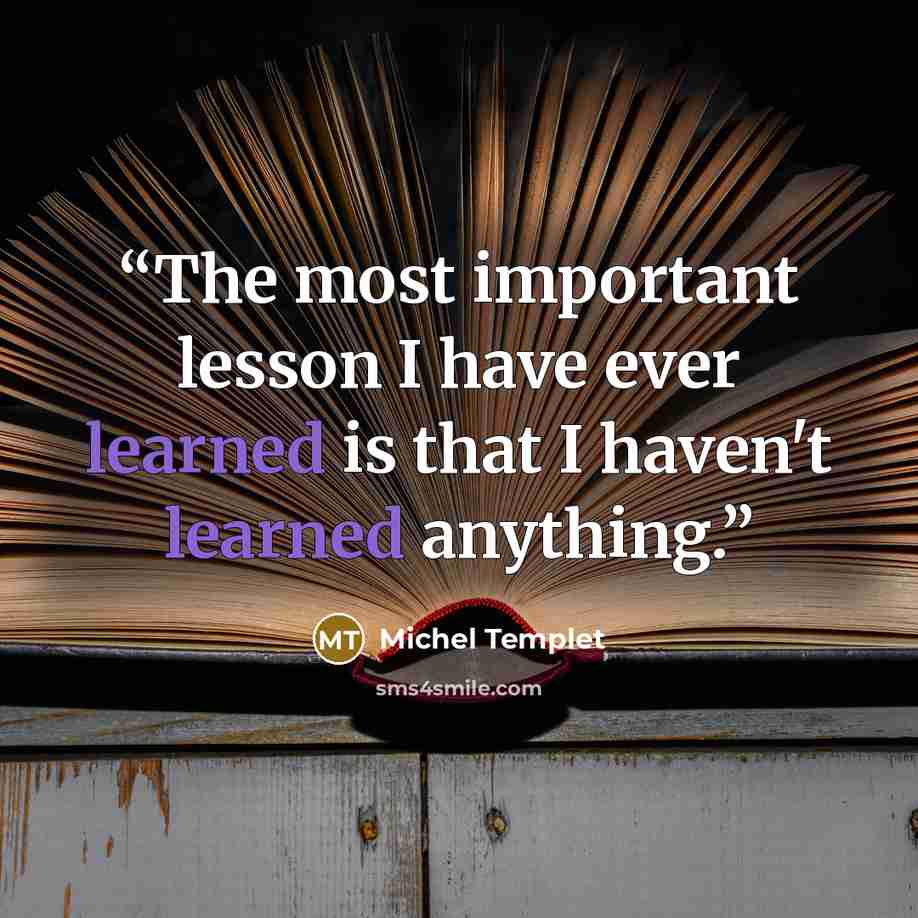 “The most important lesson I have ever learned is that I haven't learned anything.” quote by Michel Templet