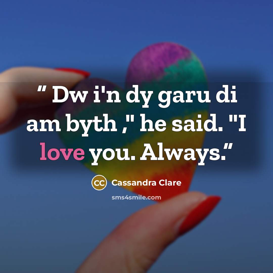 “Dw i'n dy garu di am byth ," he said. "I love you. Always.” quote by Cassandra Clare