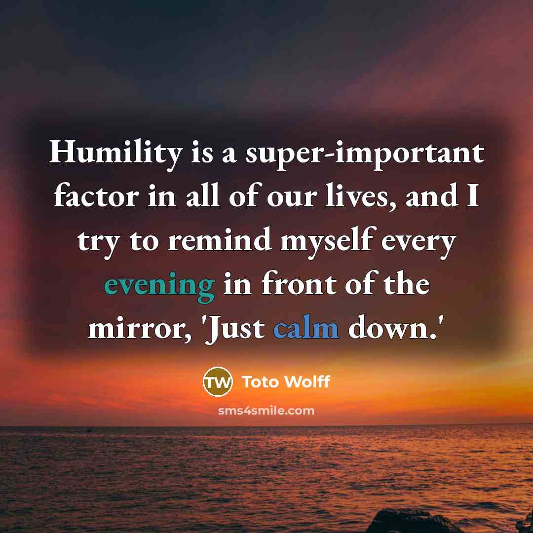 “Humility is a super-important factor in all of our lives, and I try to remind myself every evening in front of the mirror, 'Just calm down.'” quote by Toto Wolff
