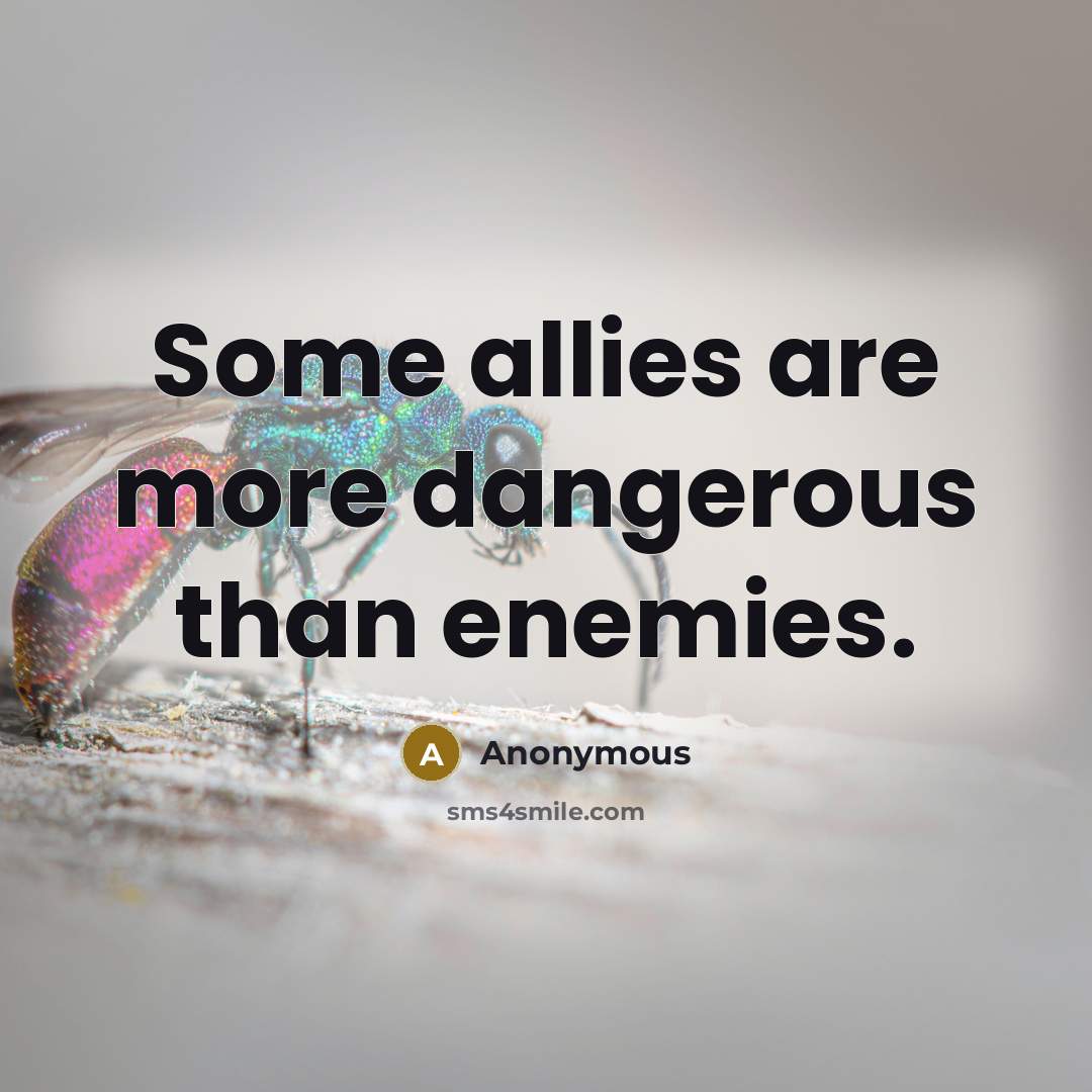“Some allies are more dangerous than enemies.” quote by Anonymous
