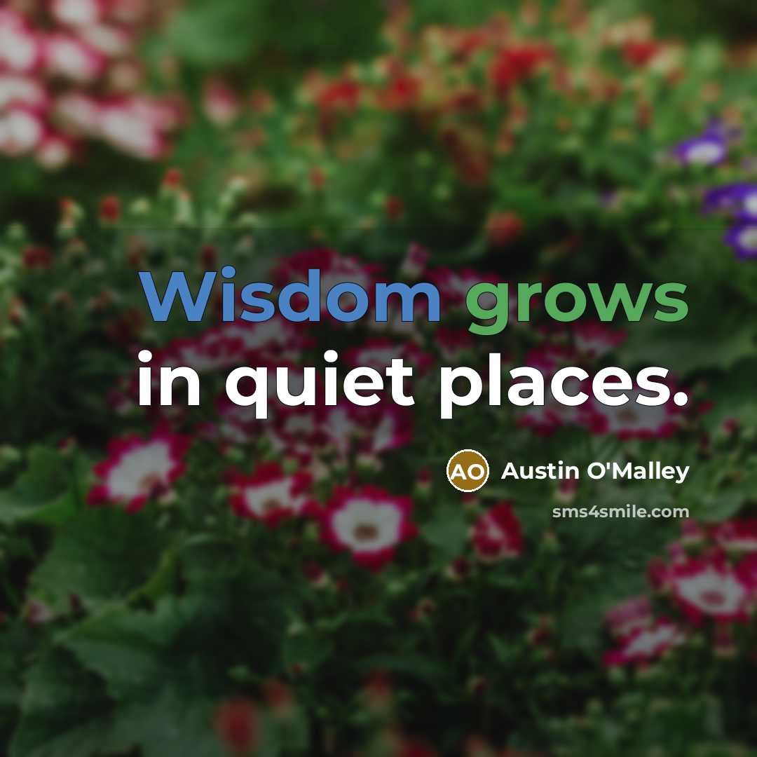 “Wisdom grows in quiet places.” quote by Austin O'Malley