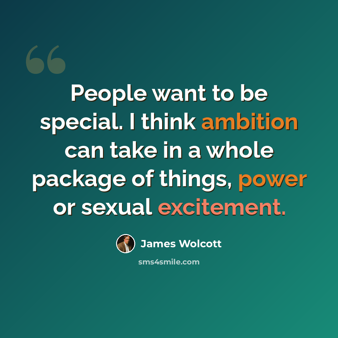 “People want to be special. I think ambition can take in a whole package of things, power or sexual excitement.” quote by James Wolcott
