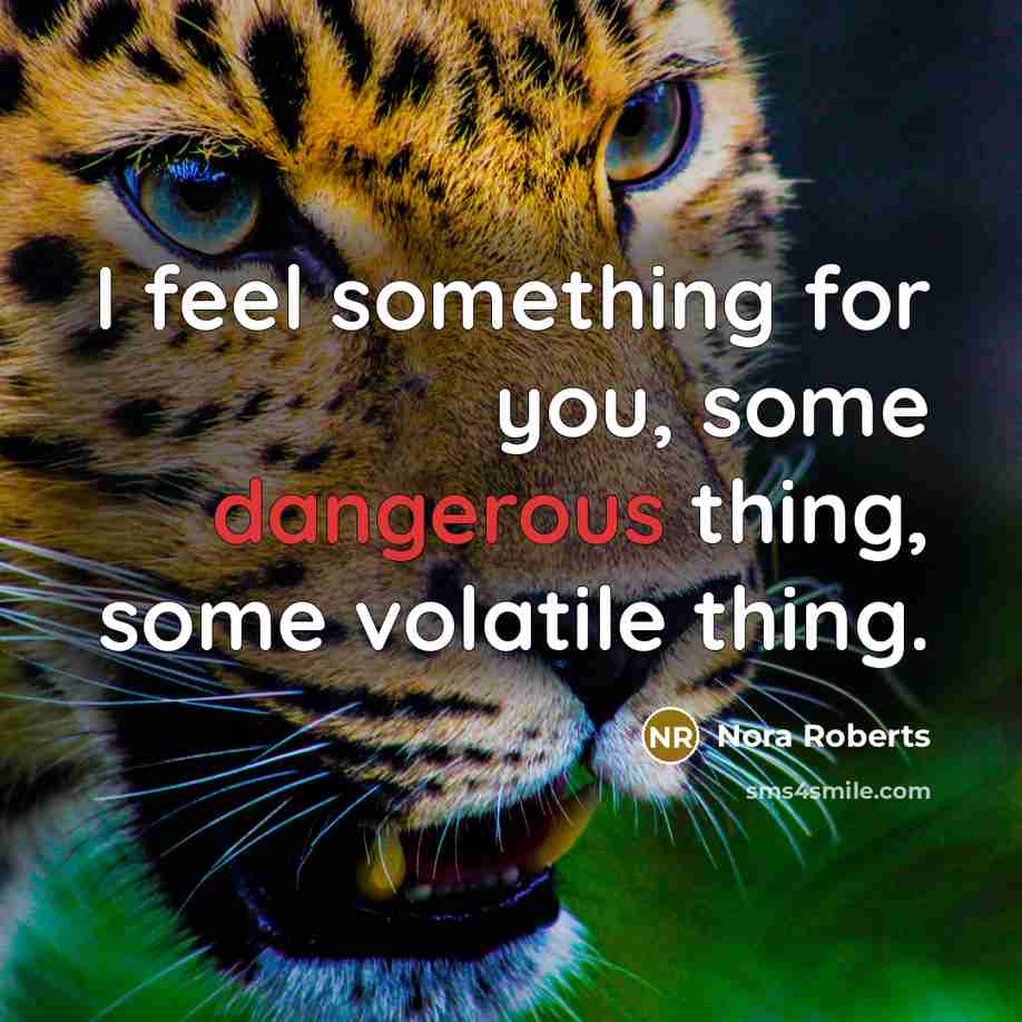 “I feel something for you, some dangerous thing, some volatile thing.” quote by Nora Roberts