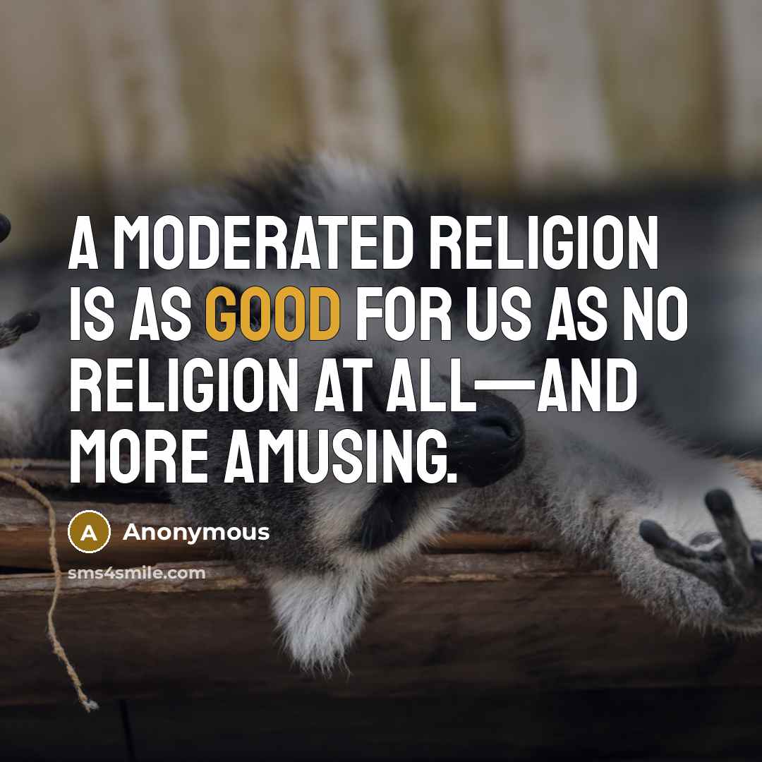 “A moderated religion is as good for us as no religion at all—and more amusing.” quote by Anonymous