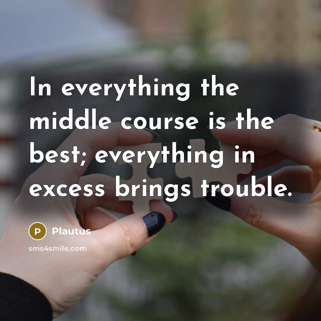 “In everything the middle course is the best; everything in excess brings trouble.” quote by Plautus