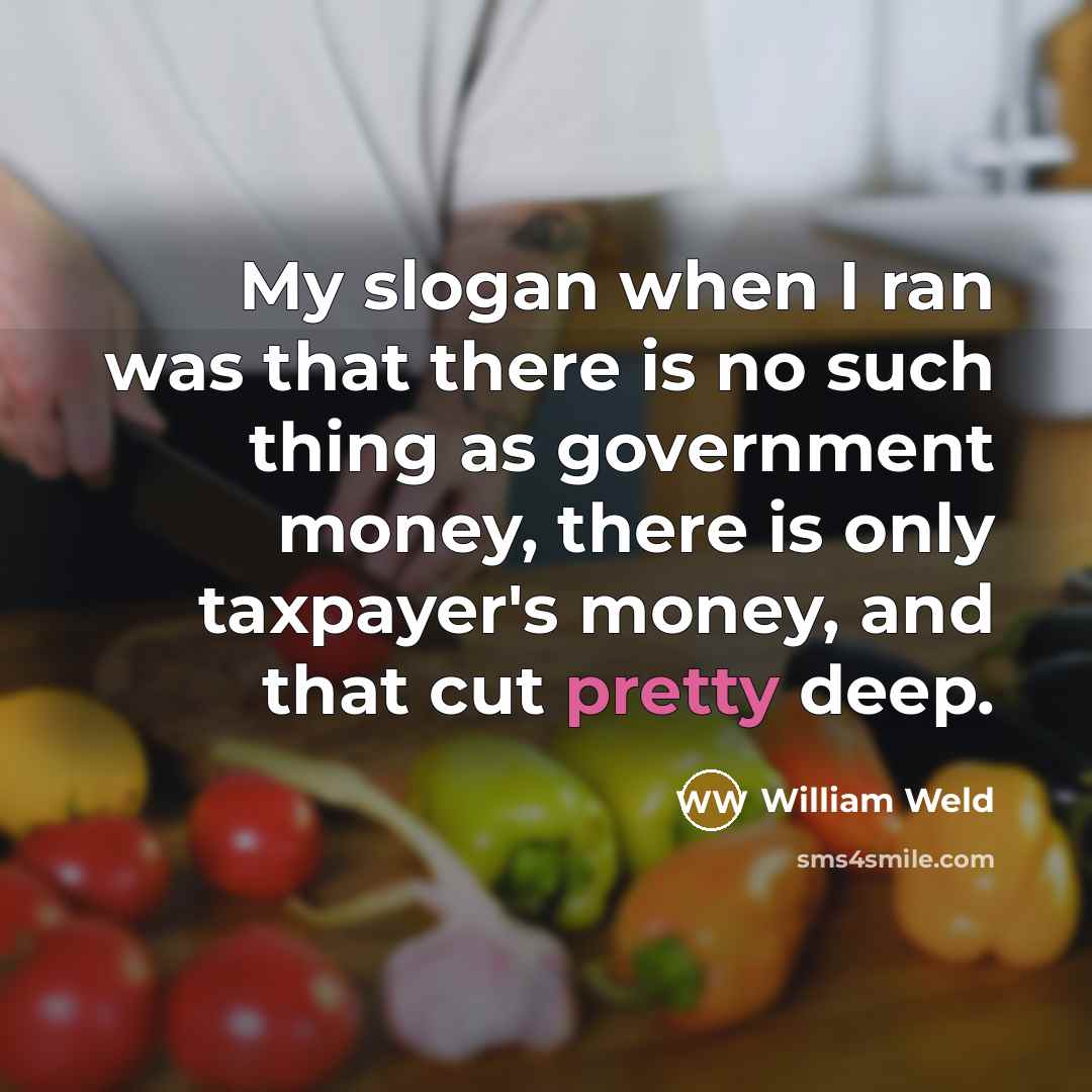 “My slogan when I ran was that there is no such thing as government money, there is only taxpayer's money, and that cut pretty deep.” quote by William Weld