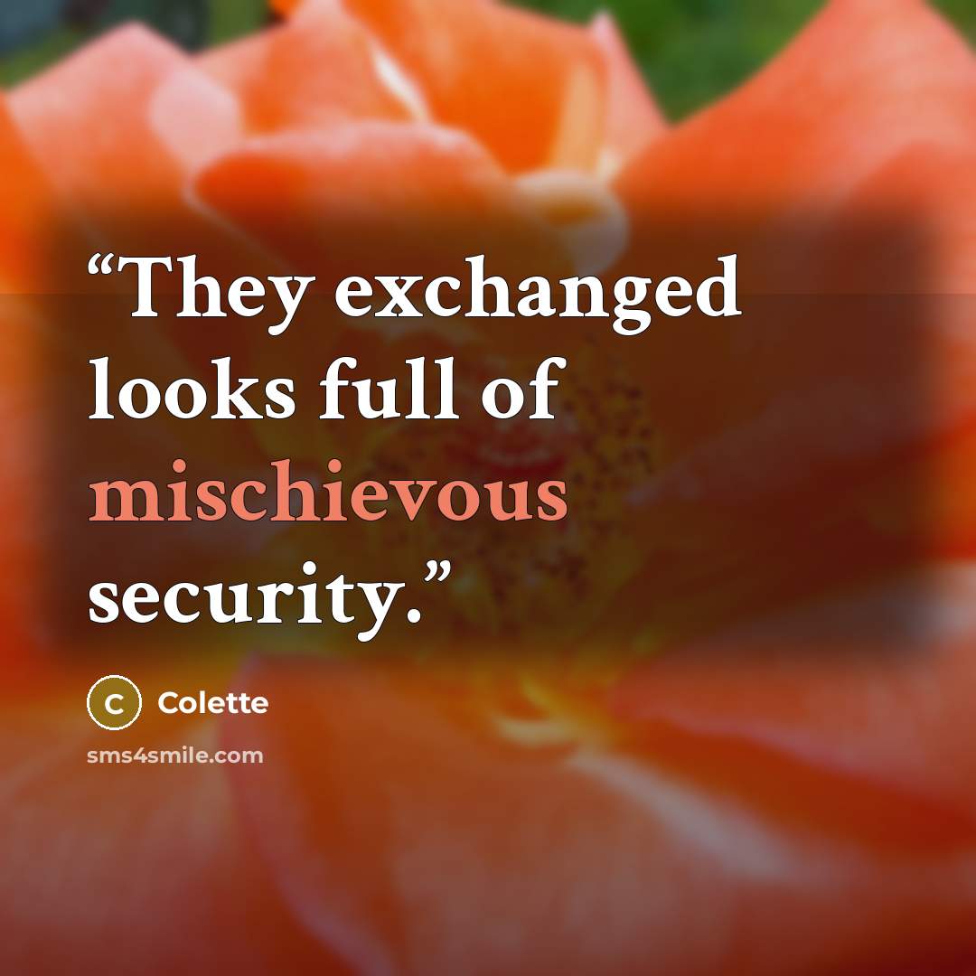 “They exchanged looks full of mischievous security.” quote by Colette