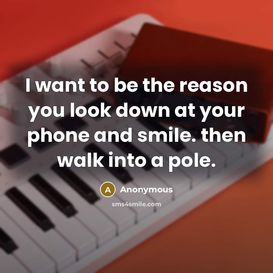 “I want to be the reason you look down at your phone and smile. then walk into a pole.” quote by Anonymous