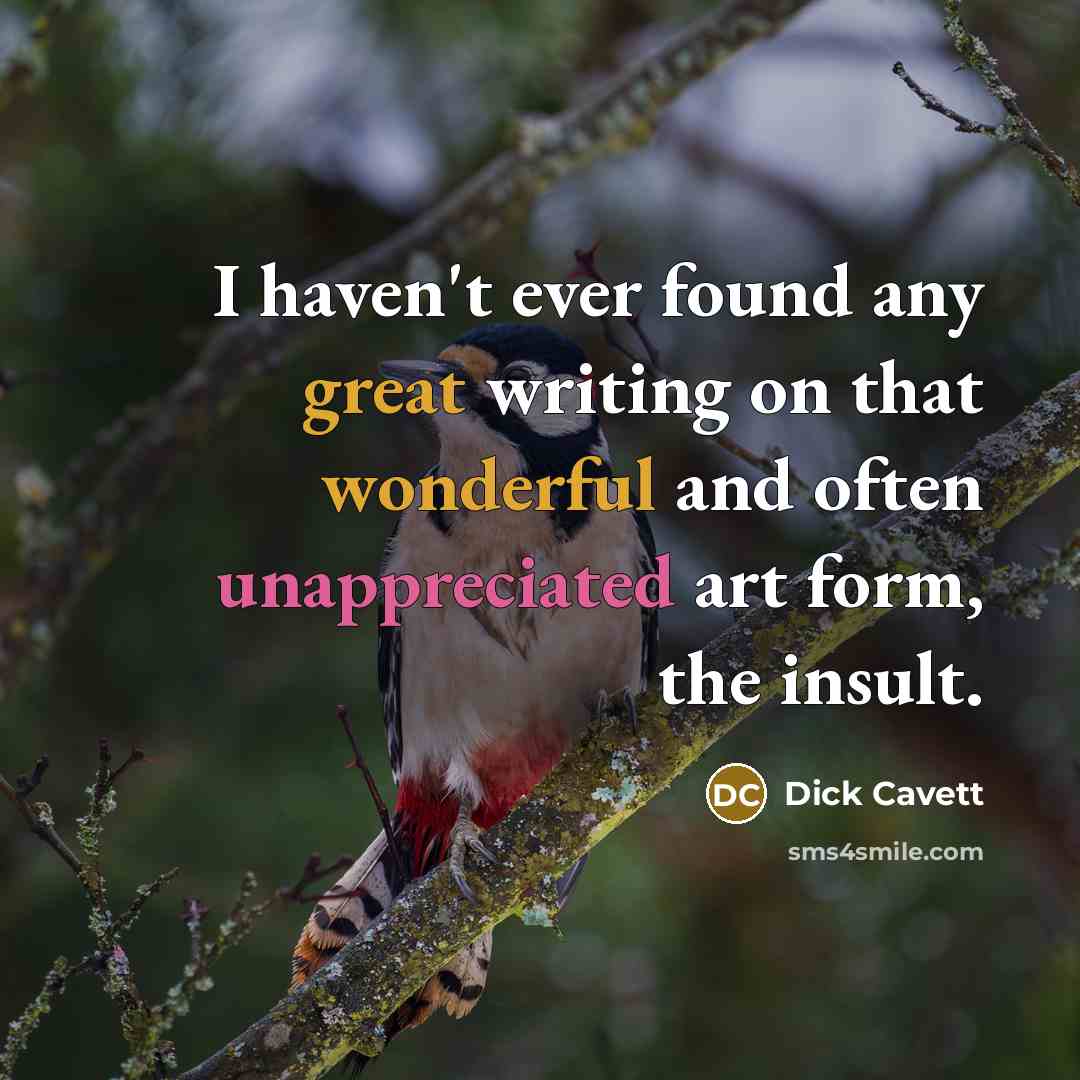 “I haven't ever found any great writing on that wonderful and often unappreciated art form, the insult.” quote by Dick Cavett