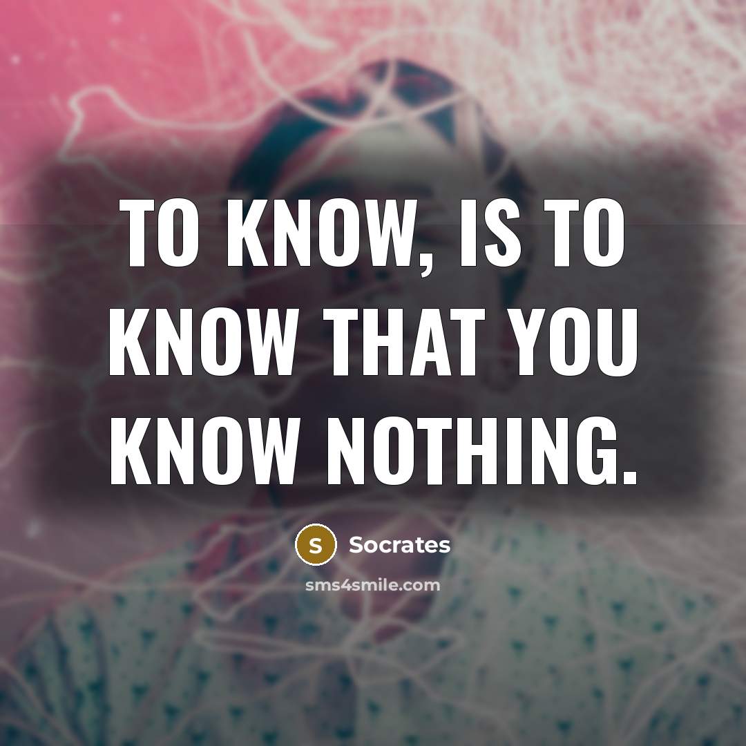 “To know, is to know that you know nothing.” quote by Socrates