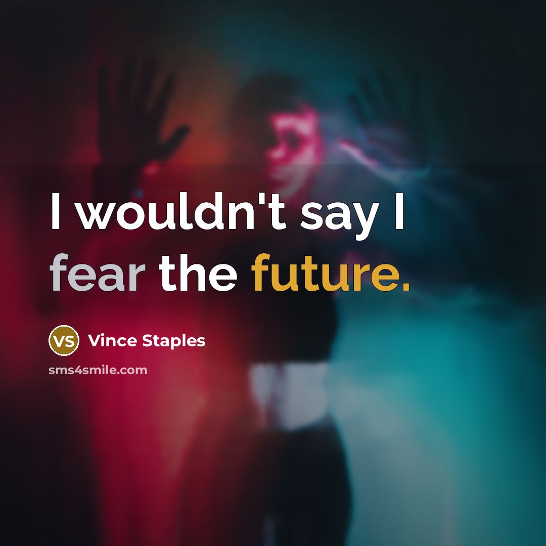 “I wouldn't say I fear the future.” quote by Vince Staples