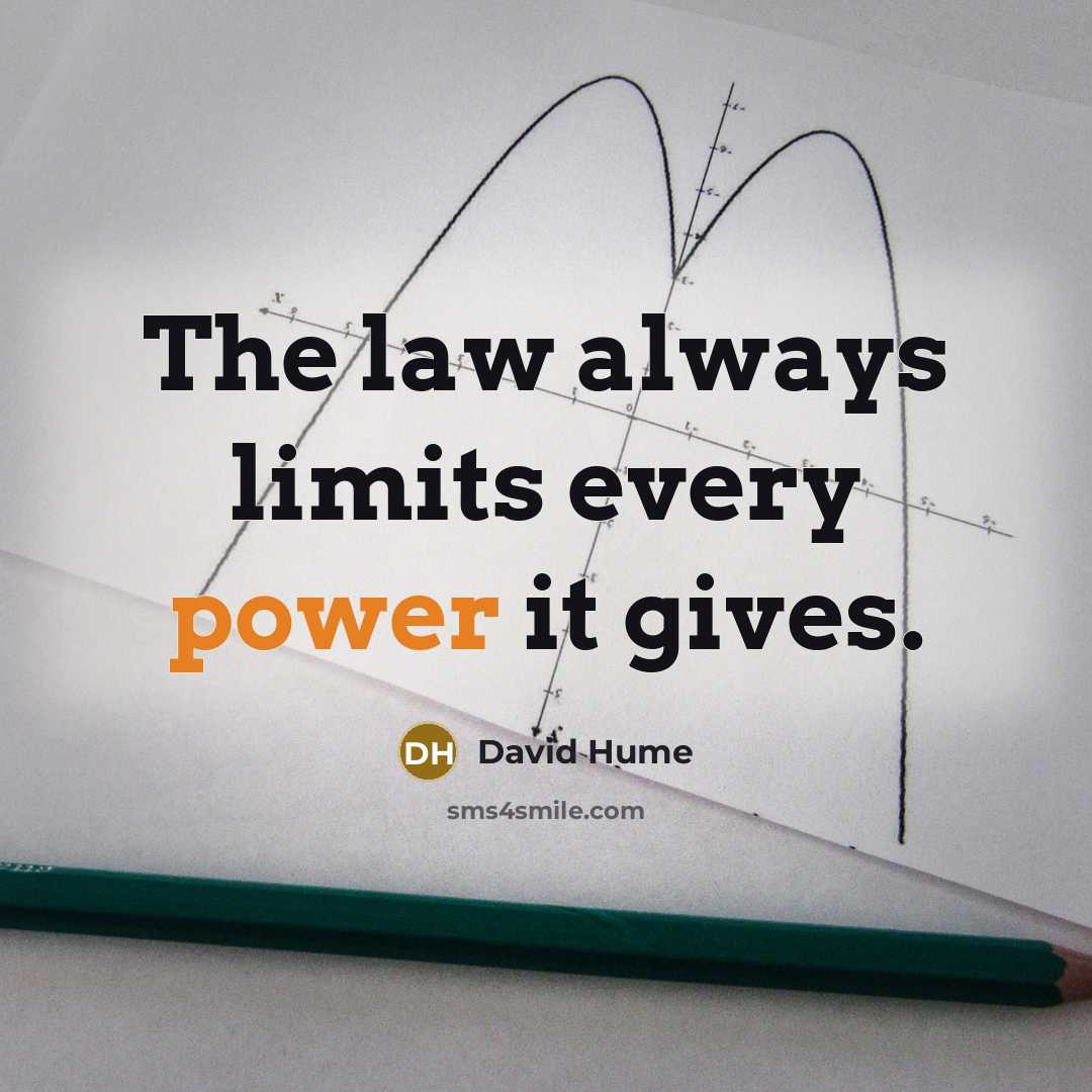 “The law always limits every power it gives.” quote by David Hume