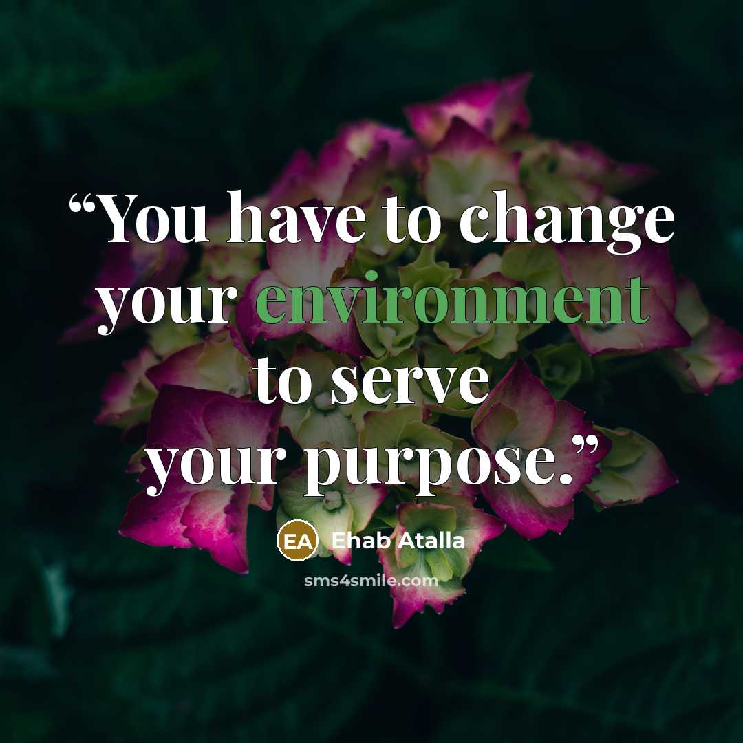 “You have to change your environment to serve your purpose.” quote by Ehab Atalla