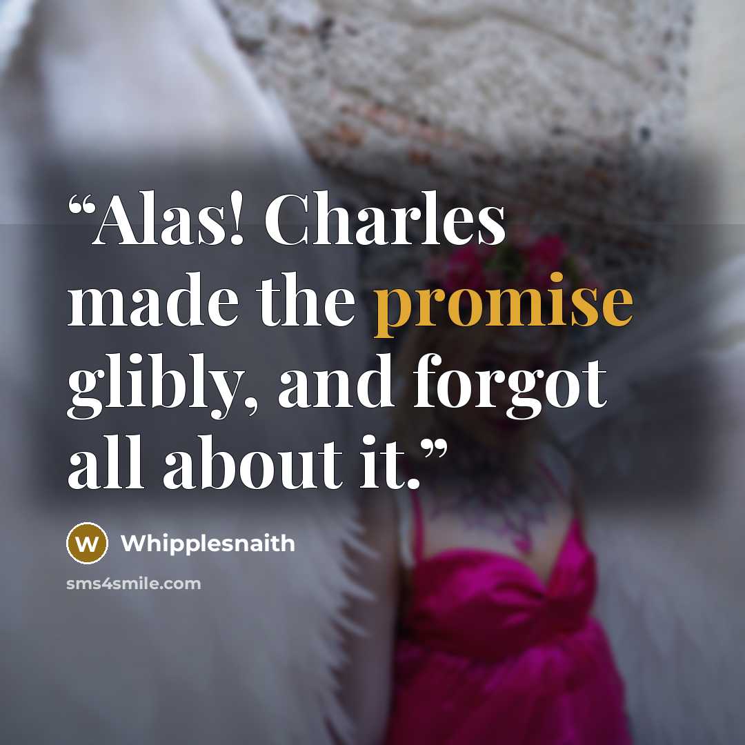 “Alas! Charles made the promise glibly, and forgot all about it.” quote by Whipplesnaith