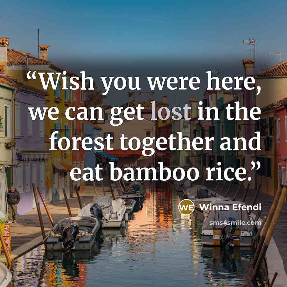 “Wish you were here, we can get lost in the forest together and eat bamboo rice.” quote by Winna Efendi