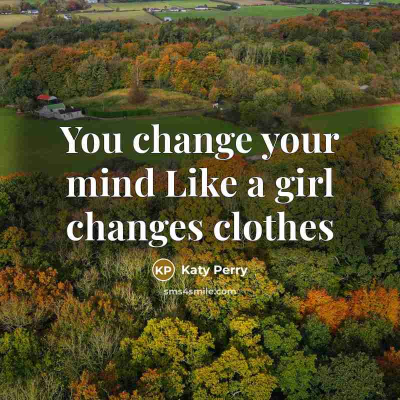 “You change your mind Like a girl changes clothes” quote by Katy Perry