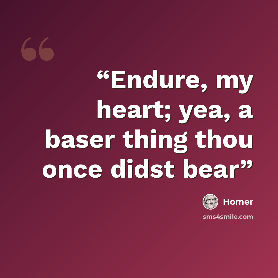 “Endure, my heart; yea, a baser thing thou once didst bear” quote by Homer