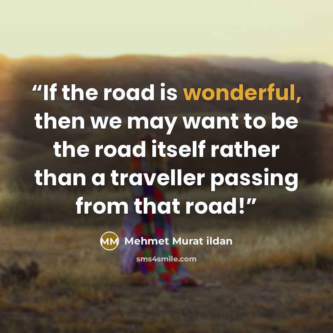 “If the road is wonderful, then we may want to be the road itself rather than a traveller passing from that road!” quote by Mehmet Murat ildan