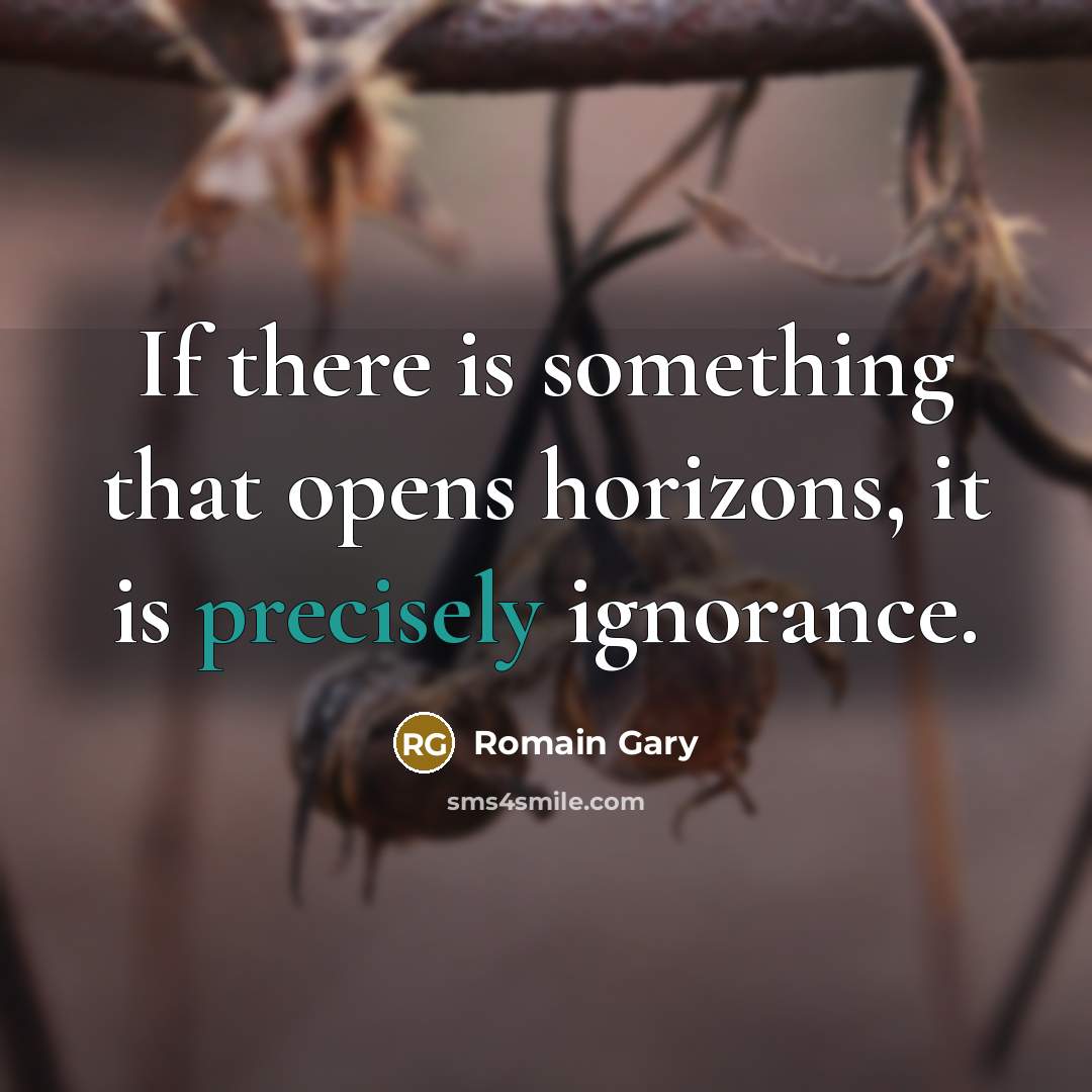 “If there is something that opens horizons, it is precisely ignorance.” quote by Romain Gary