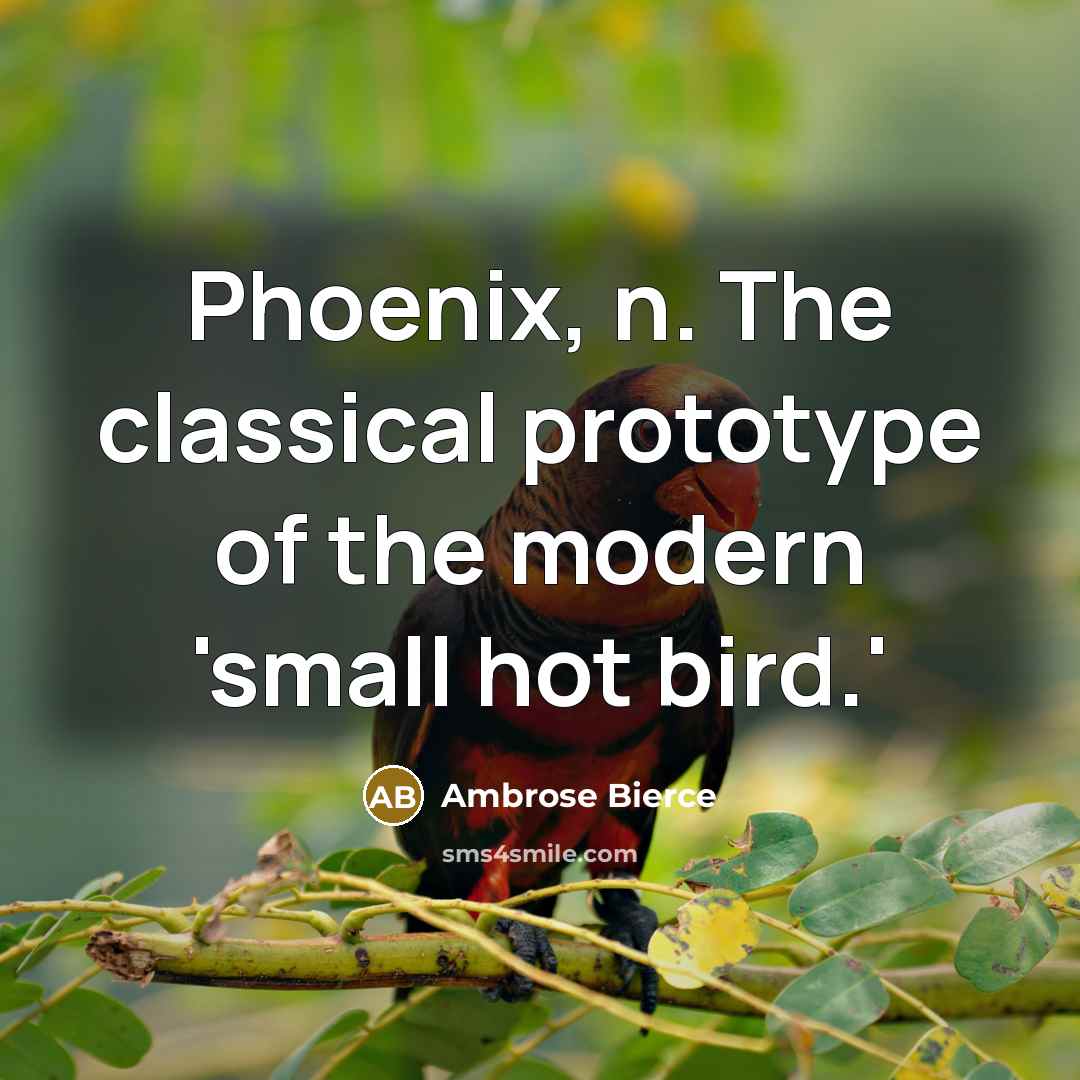 “Phoenix, n. The classical prototype of the modern 'small hot bird.'” quote by Ambrose Bierce