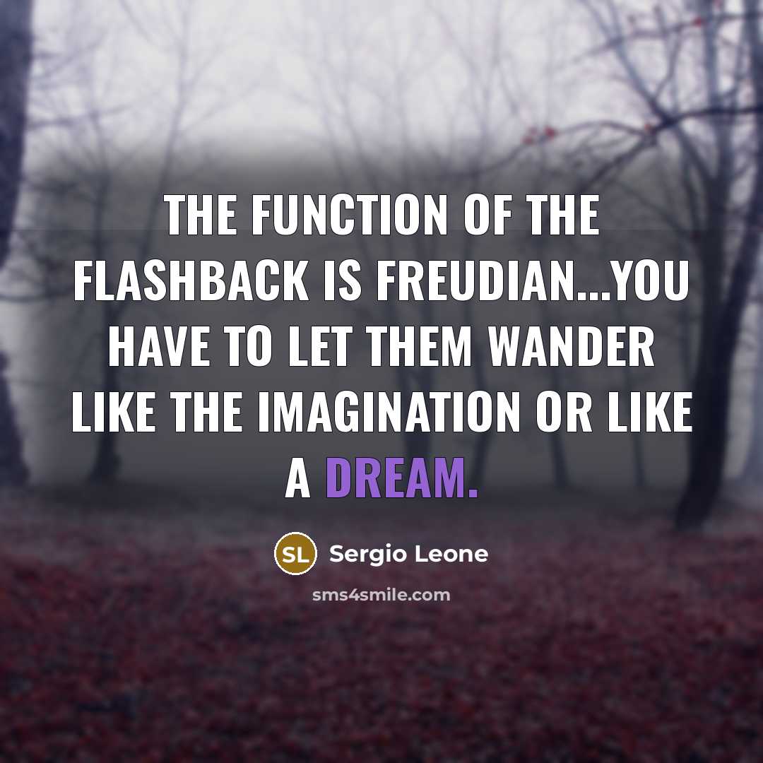 “The function of the flashback is Freudian...You have to let them wander like the imagination or like a dream.” quote by Sergio Leone