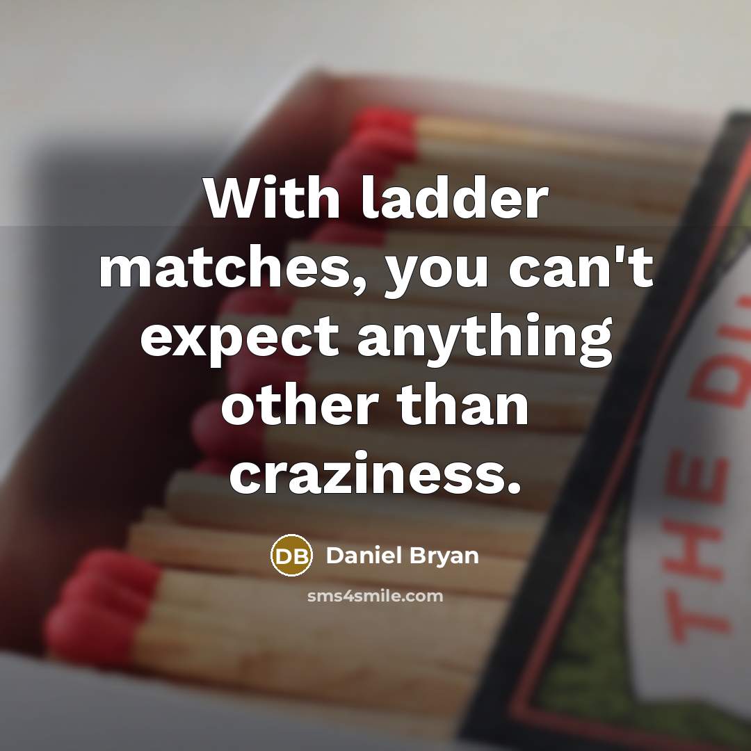 “With ladder matches, you can't expect anything other than craziness.” quote by Daniel Bryan