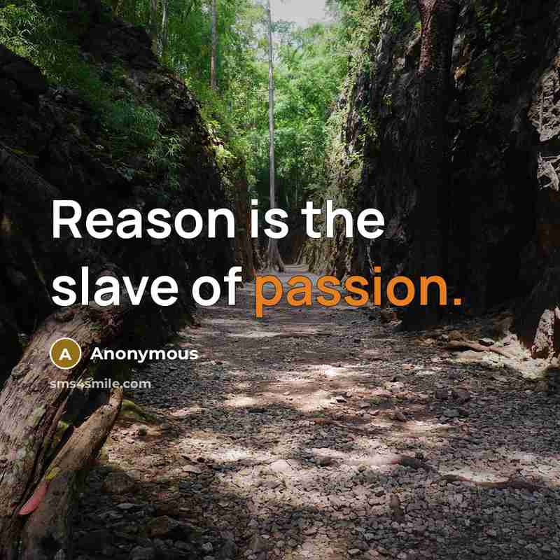 “Reason is the slave of passion.” quote by Anonymous