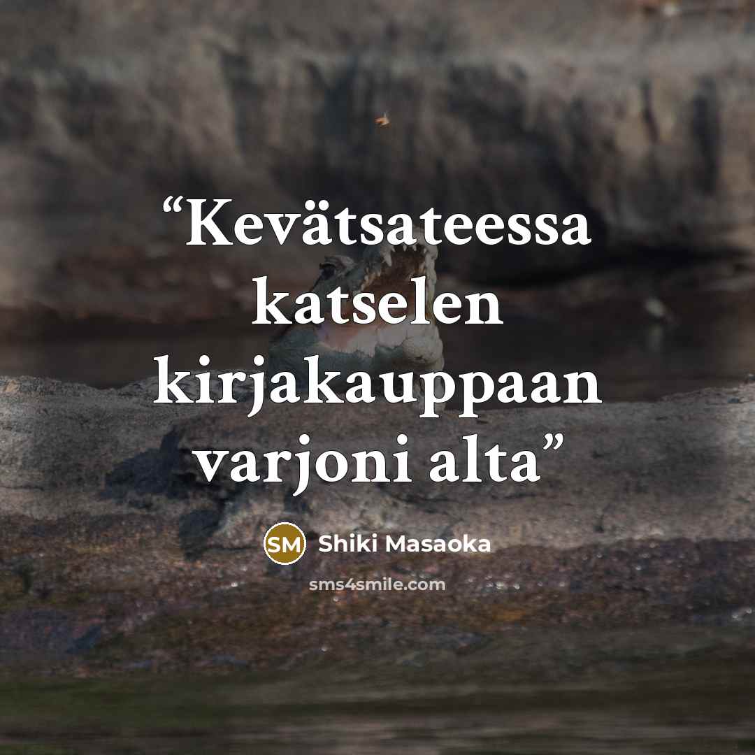 “Kevätsateessa katselen kirjakauppaan varjoni alta” quote by Shiki Masaoka