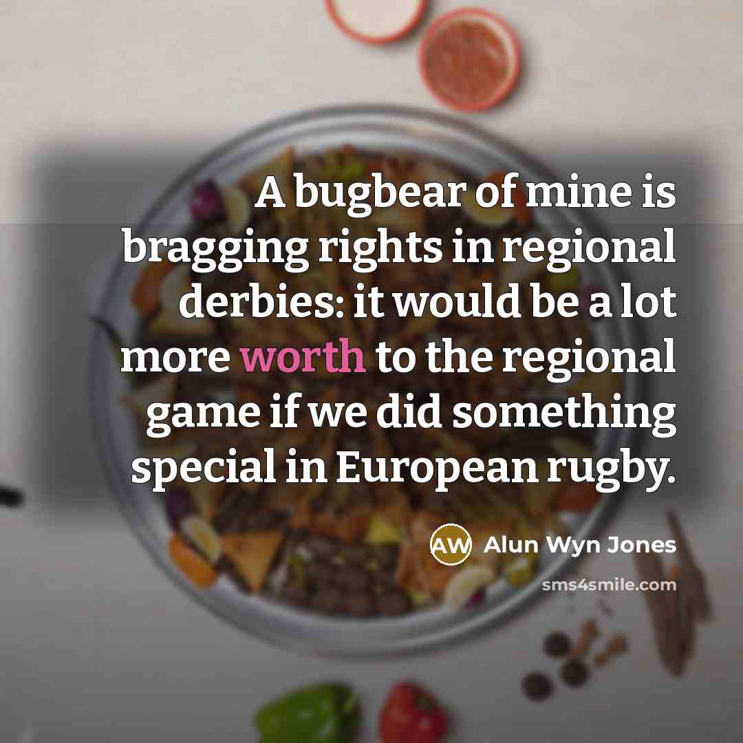 “A bugbear of mine is bragging rights in regional derbies: it would be a lot more worth to the regional game if we did something special in European rugby.” quote by Alun Wyn Jones