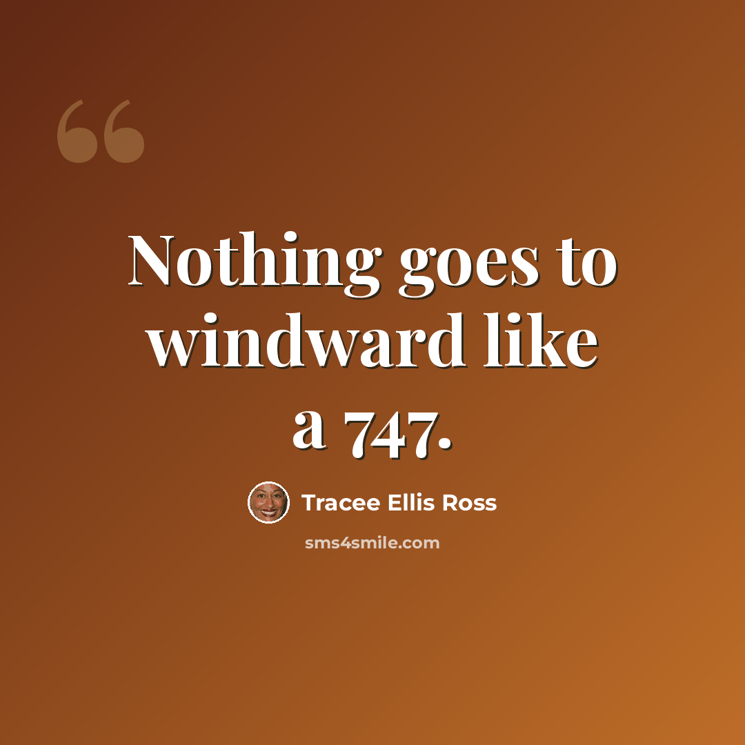 “Nothing goes to windward like a 747.” quote by Tracee Ellis Ross