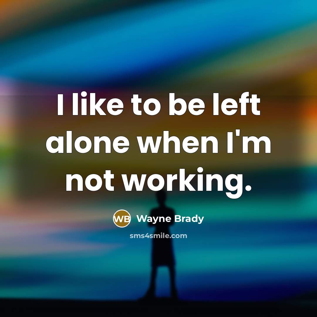 “I like to be left alone when I'm not working.” quote by Wayne Brady