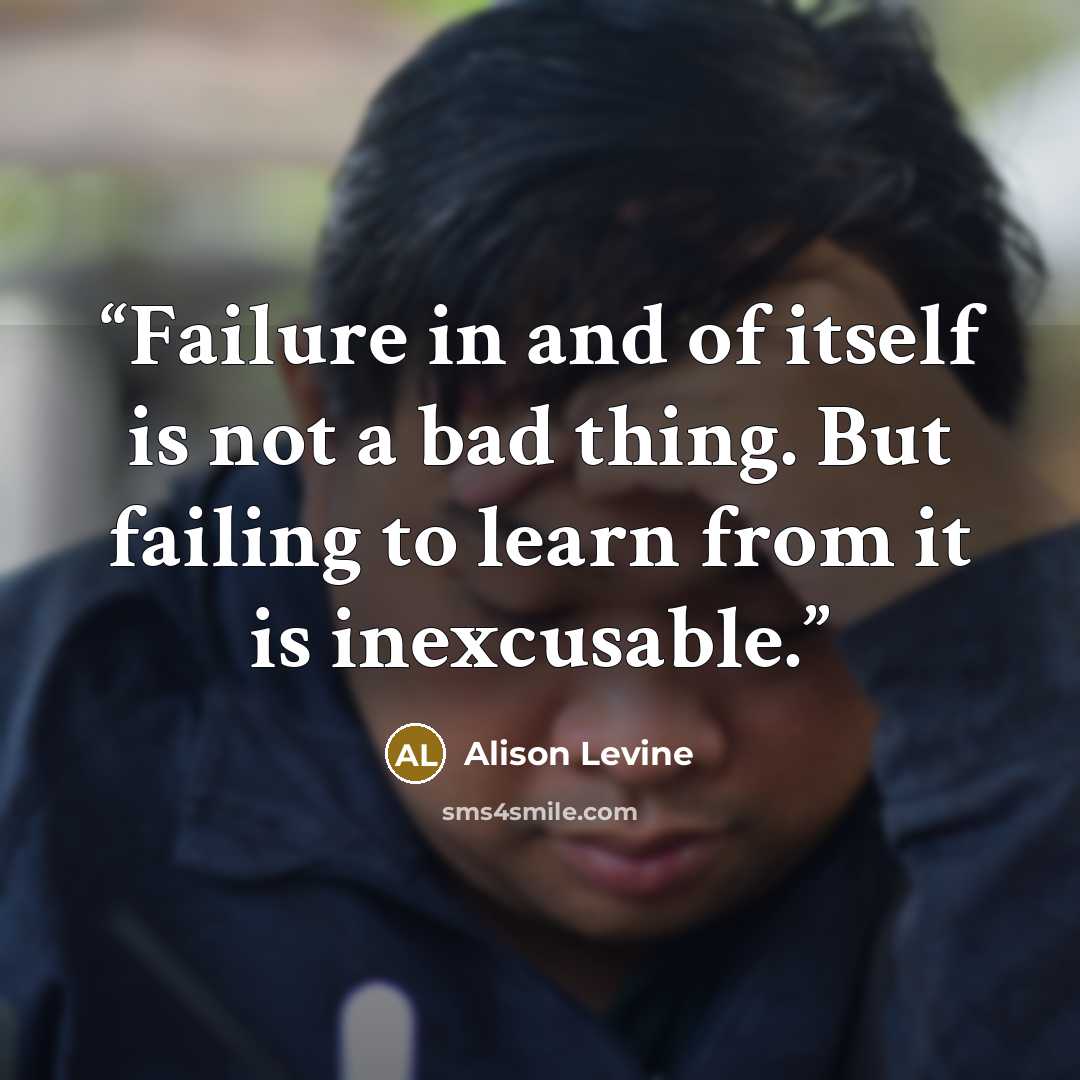 “Failure in and of itself is not a bad thing. But failing to learn from it is inexcusable.” quote by Alison Levine