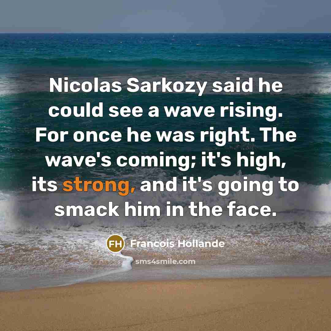 “Nicolas Sarkozy said he could see a wave rising. For once he was right. The wave's coming; it's high, its strong, and it's going to smack him in the face.” quote by Francois Hollande