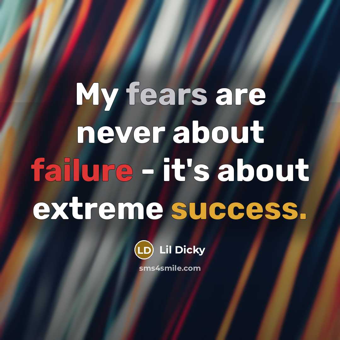 “My fears are never about failure - it's about extreme success.” quote by Lil Dicky