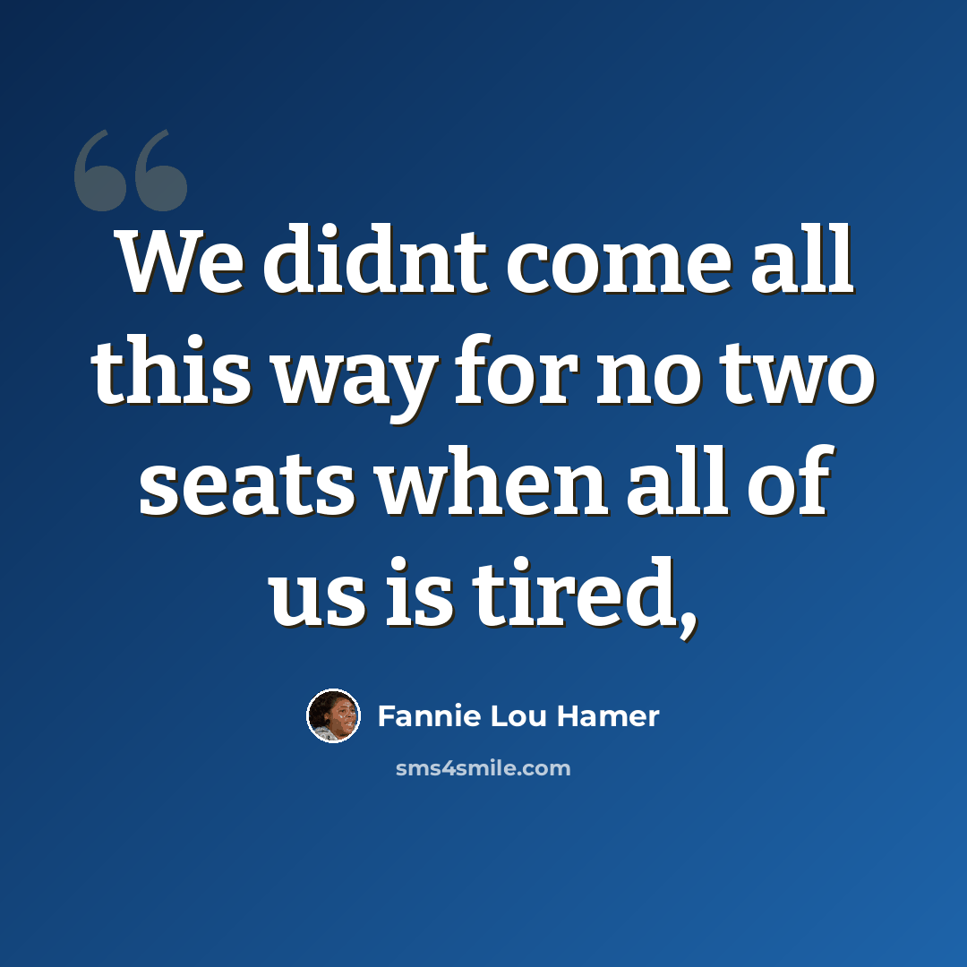 “We didnt come all this way for no two seats when all of us is tired,” quote by Fannie Lou Hamer