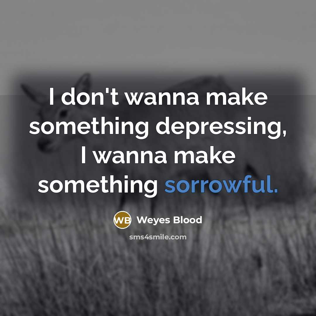 “I don't wanna make something depressing, I wanna make something sorrowful.” quote by Weyes Blood