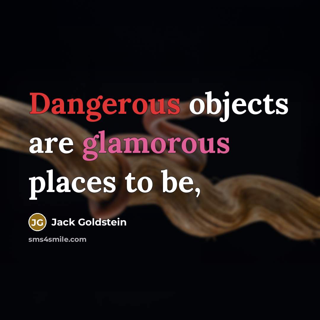 “Dangerous objects are glamorous places to be,” quote by Jack Goldstein