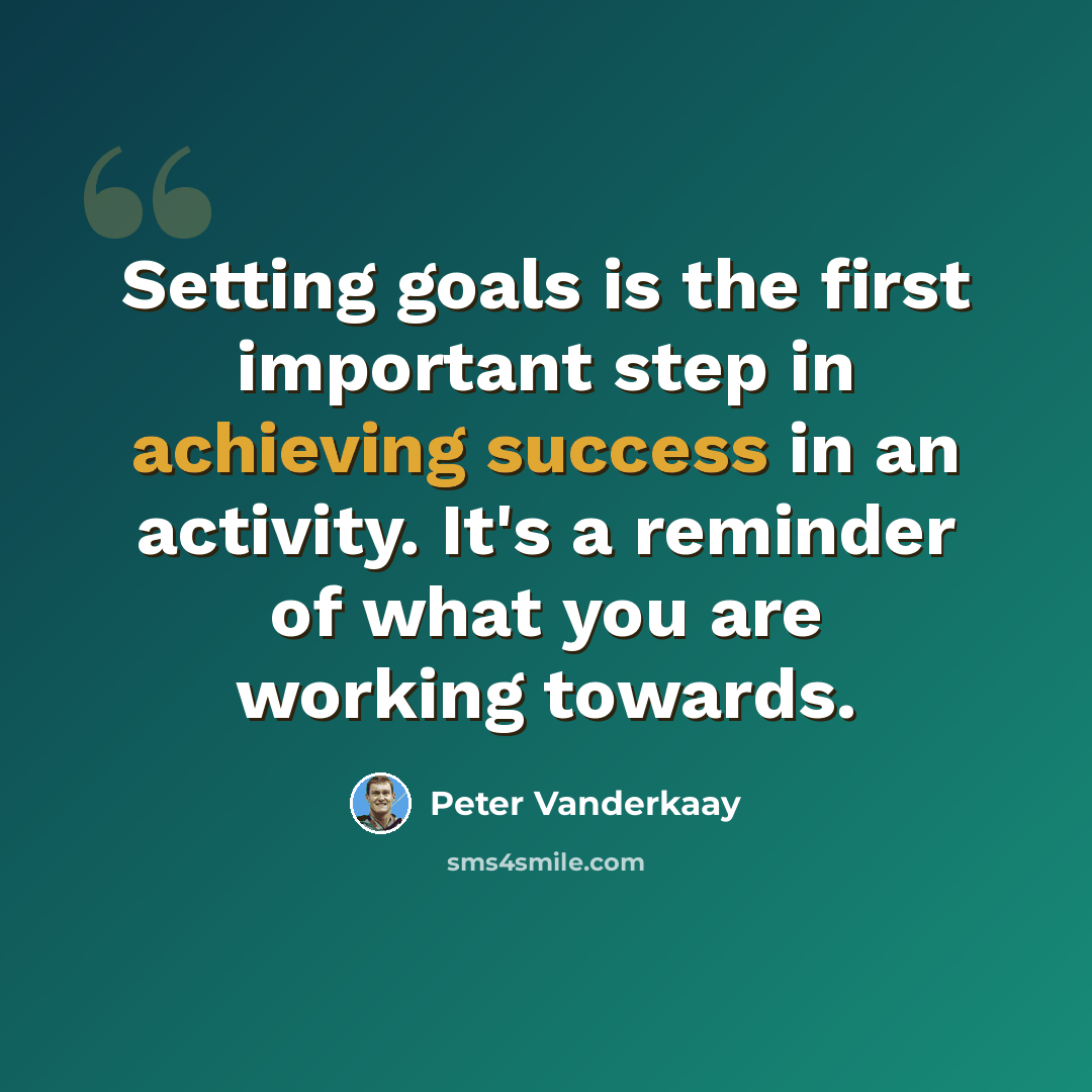 “Setting goals is the first important step in achieving success in an activity. It's a reminder of what you are working towards.” quote by Peter Vanderkaay