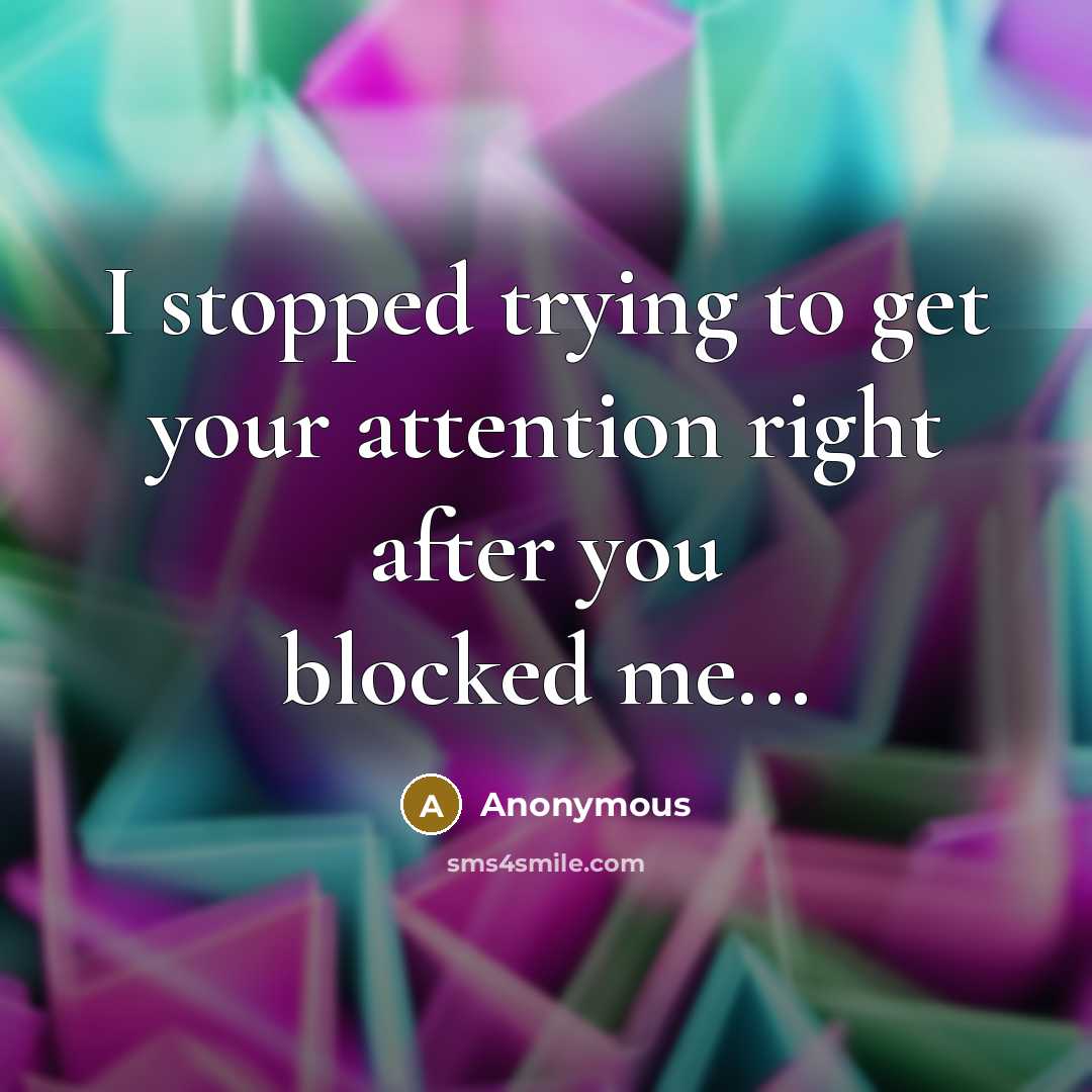 “I stopped trying to get your attention right after you blocked me...” quote by Anonymous
