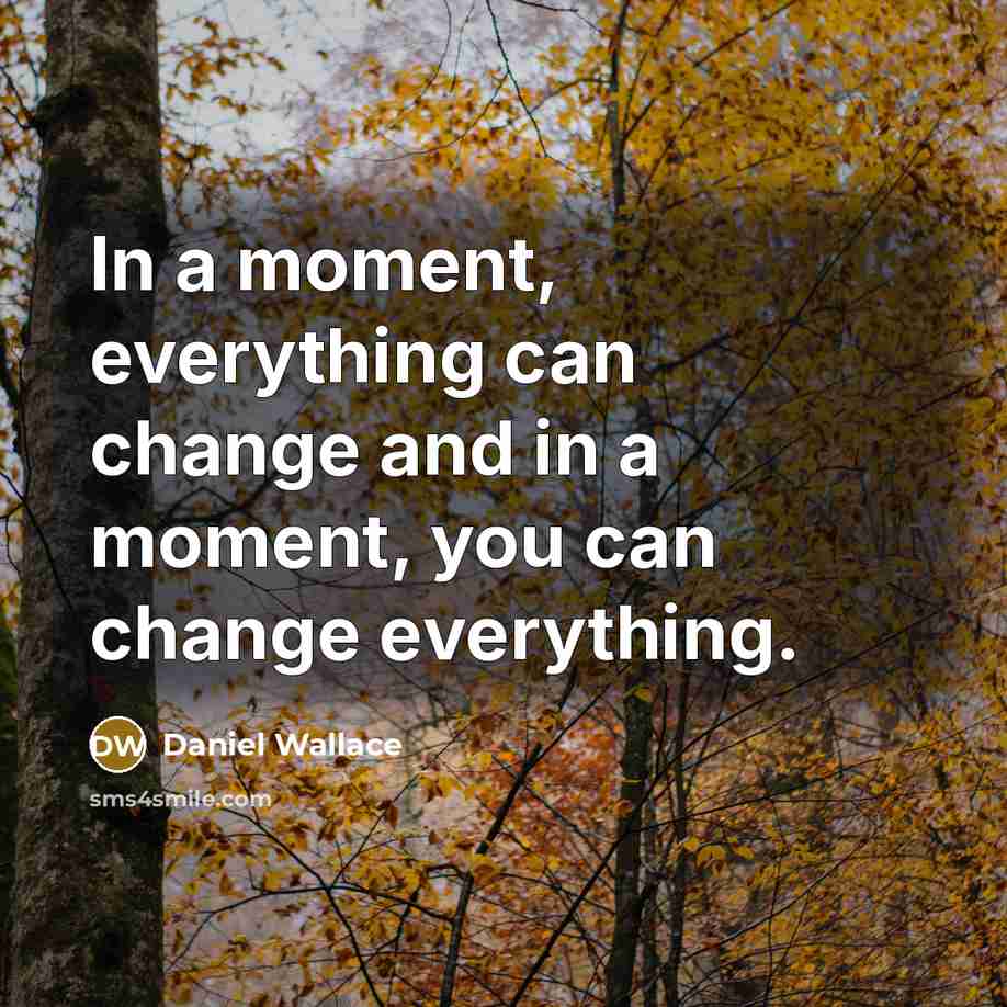 “In a moment, everything can change and in a moment, you can change everything.” quote by Daniel Wallace