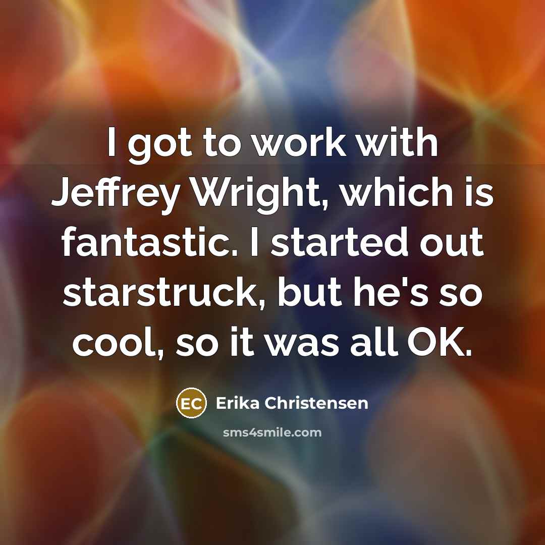 “I got to work with Jeffrey Wright, which is fantastic. I started out starstruck, but he's so cool, so it was all OK.” quote by Erika Christensen