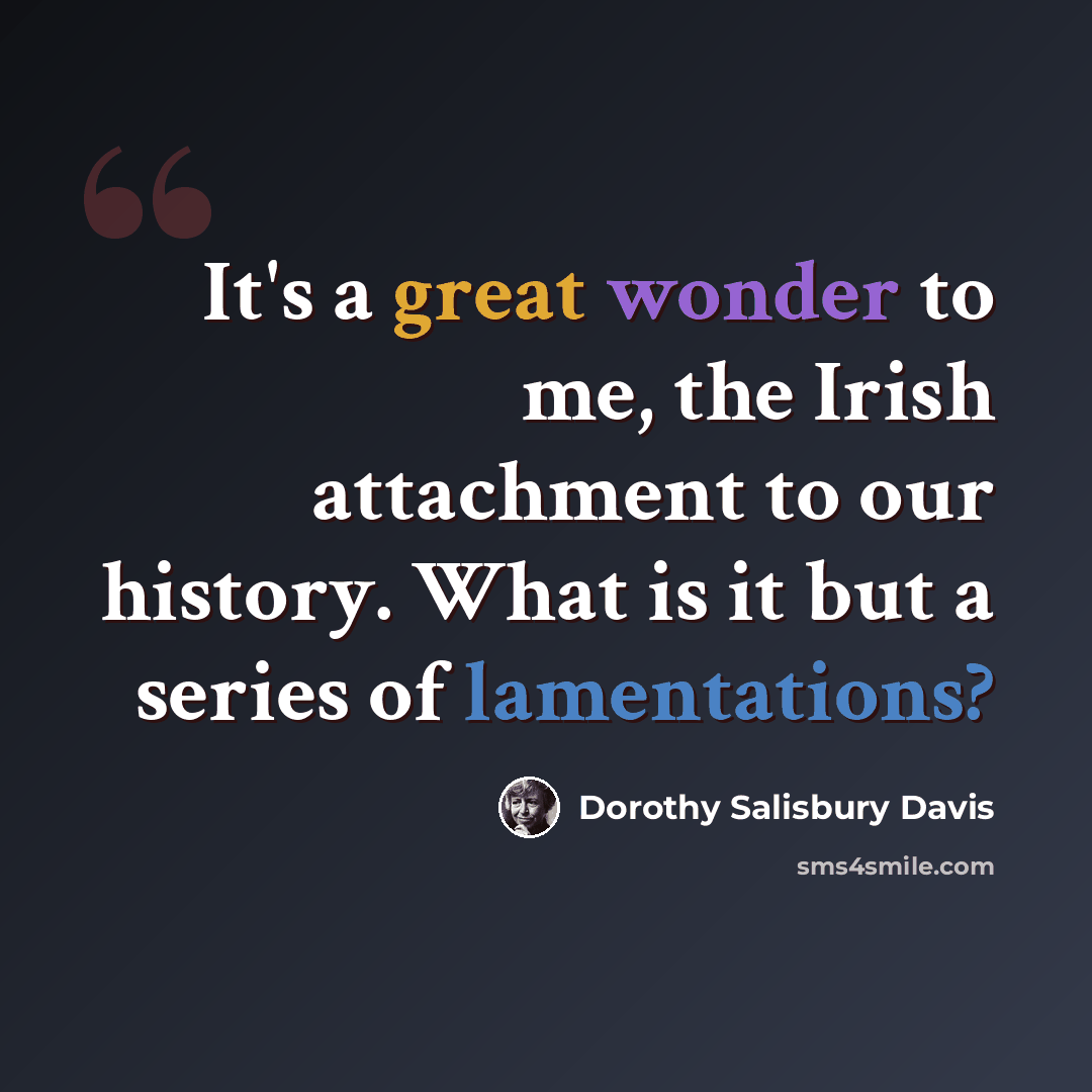 “It's a great wonder to me, the Irish attachment to our history. What is it but a series of lamentations?” quote by Dorothy Salisbury Davis