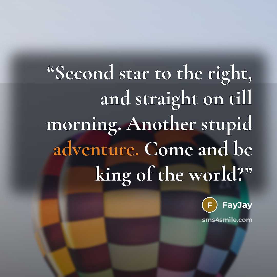 “Second star to the right, and straight on till morning. Another stupid adventure. Come and be king of the world?” quote by FayJay