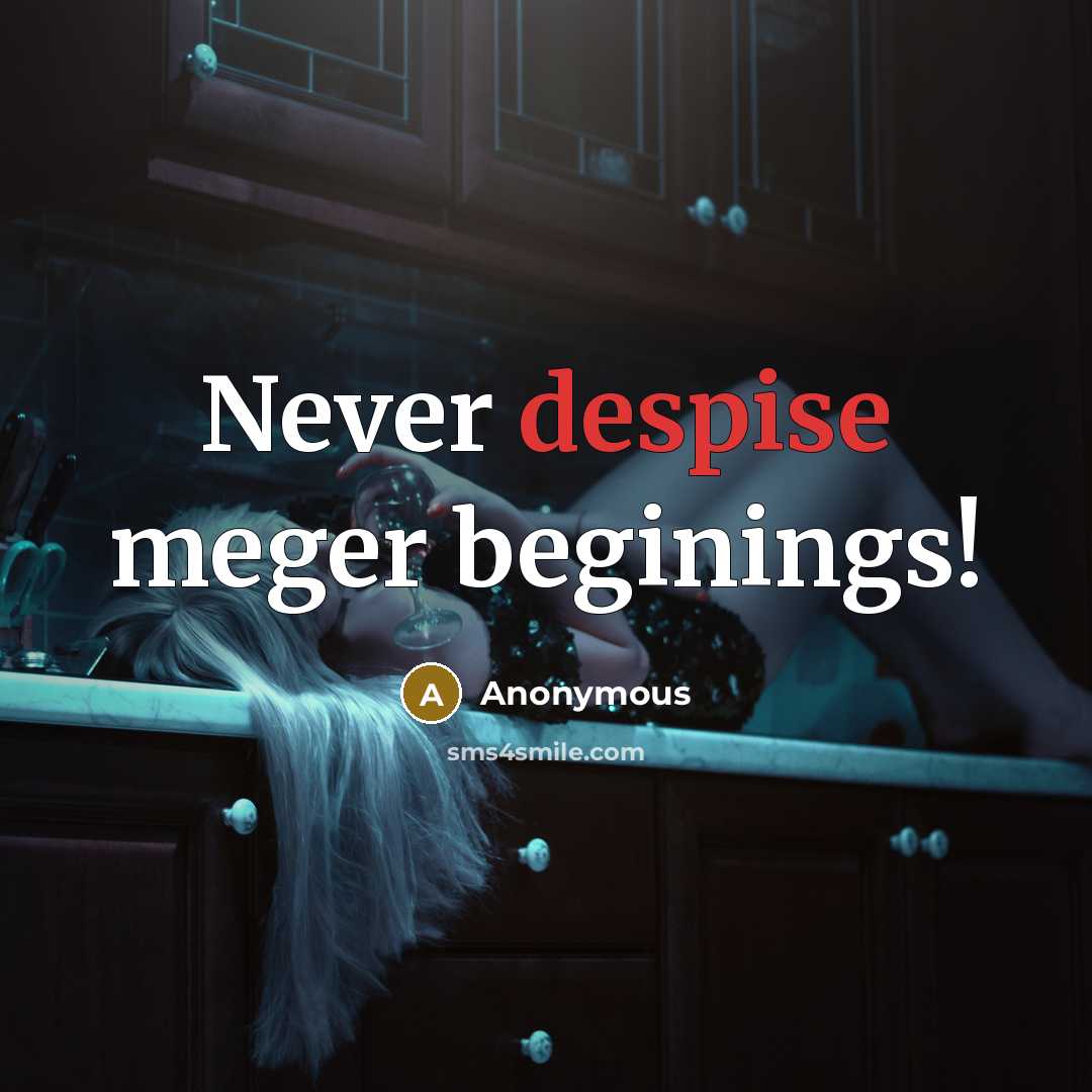 “Never despise meger beginings!” quote by Anonymous