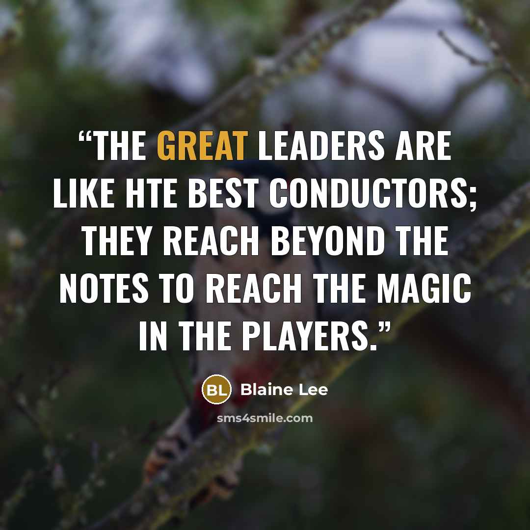 “The great leaders are like hte best conductors; they reach beyond the notes to reach the magic in the players.” quote by Blaine Lee