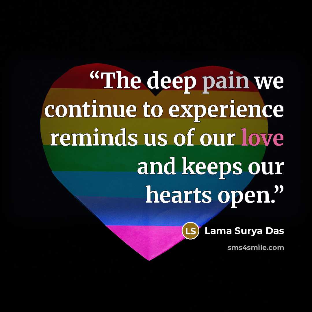 “The deep pain we continue to experience reminds us of our love and keeps our hearts open.” quote by Lama Surya Das