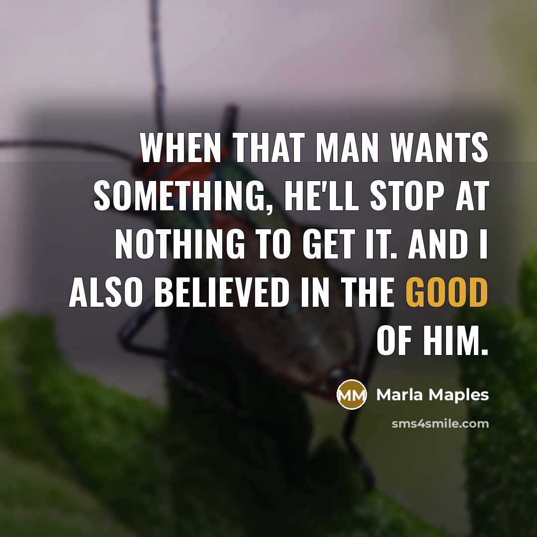 “When that man wants something, he'll stop at nothing to get it. And I also believed in the good of him.” quote by Marla Maples